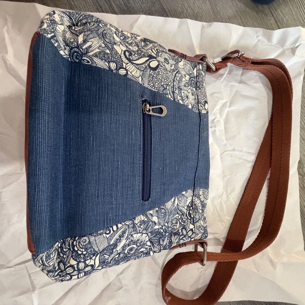 Sakroots Blue Canvas Floral Mandala Crossbody Bag Adjustable Strap Boho Purse - Picture 4 of 9